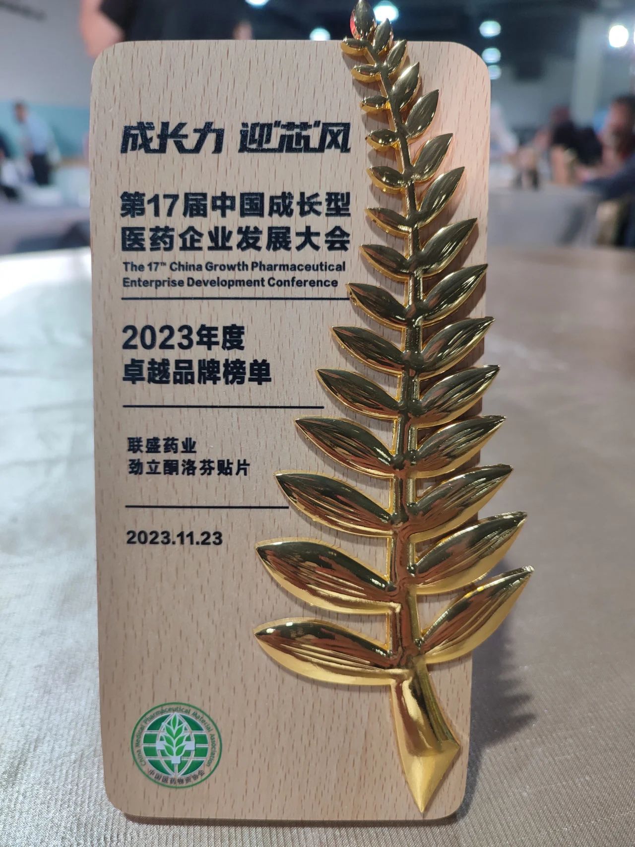 第17届成长大会，联盛TDDS核心产品酮洛芬贴片，荣膺年度卓越品牌榜单